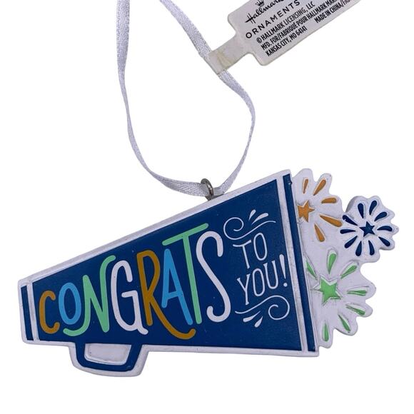 Hallmark CONGRATS TO YOU! (1HGO2952) Megaphone Fireworks Christmas Ornament NWT - Picture 2 of 4